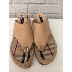 Burberry Women’s Espadrille Thong Wedge Sandals Shoes Size 38